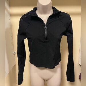 Fabletics Black Cropped Half-Zip Top